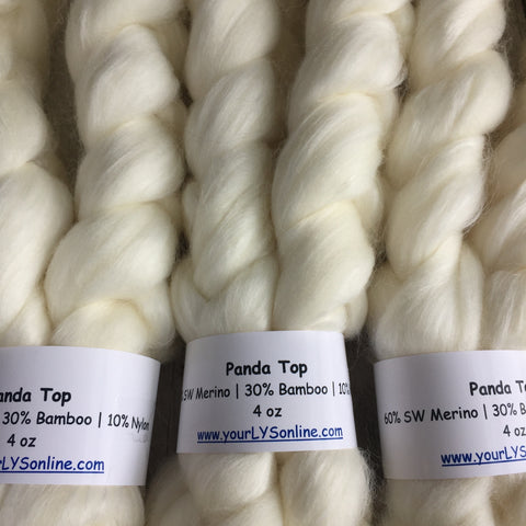 Panda (SW Merino/Bamboo/Nylon) Top  -  4 or 16 oz - undyed (ecru)